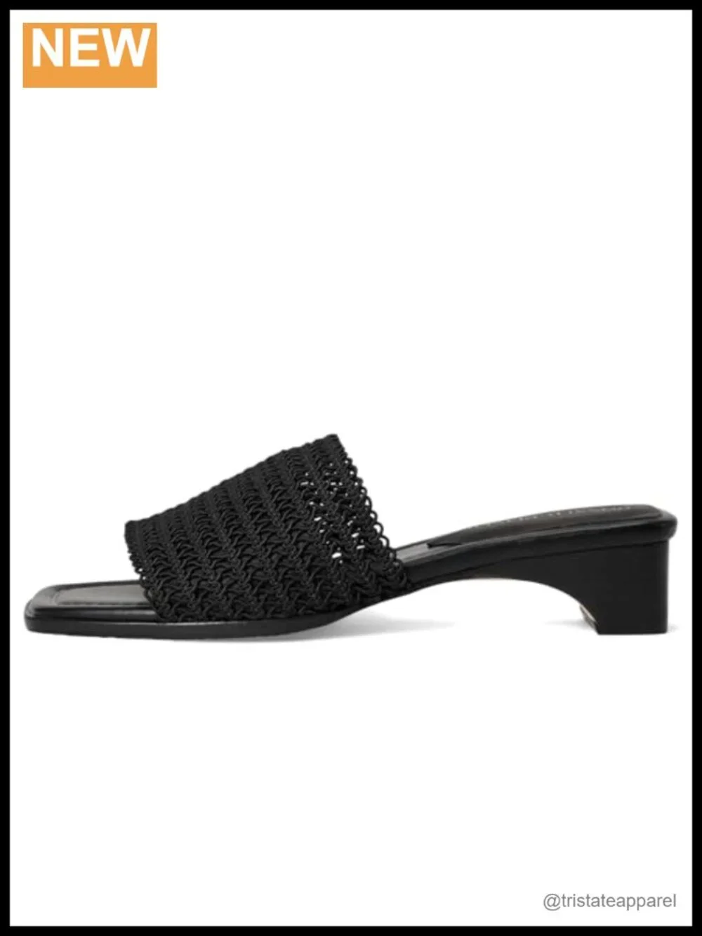 Suede Slide Sandal with Block Heel and Square Toe - Single Band Slip On